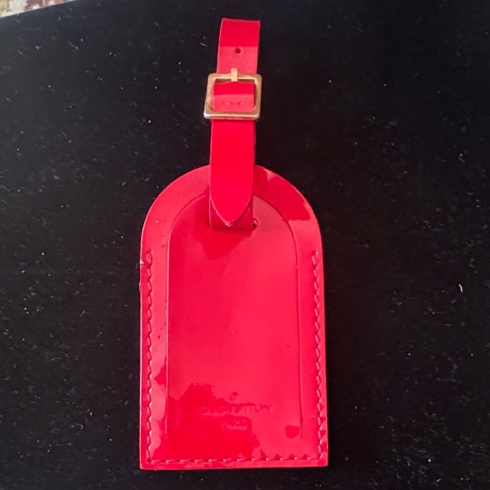 LV Red Patent Luggage bag Tag